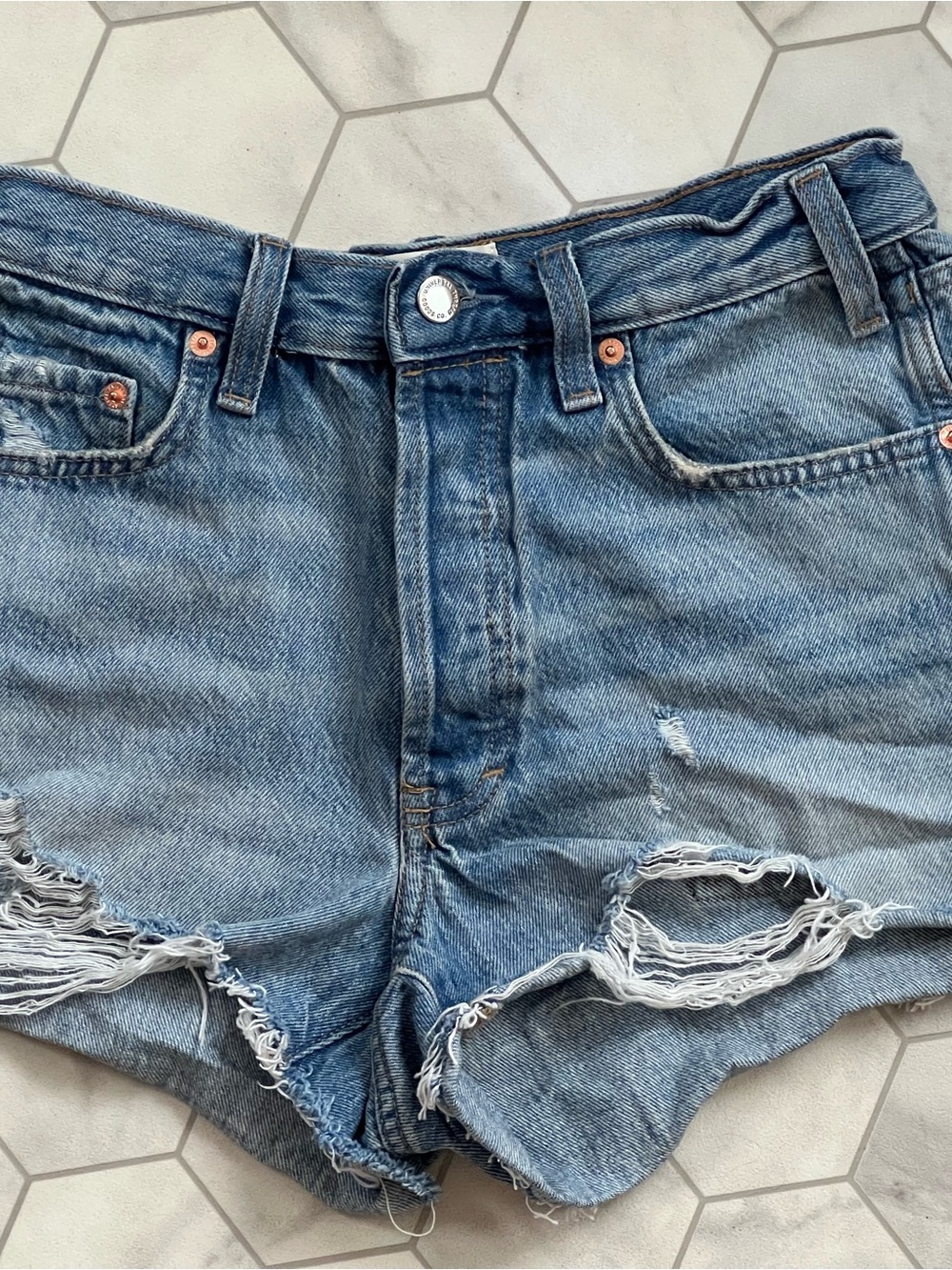 Universal Thread Light Blue Distressed High-Rise Jean Shorts